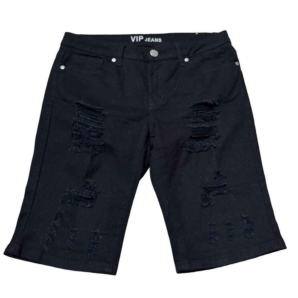 V.I.P. Jeans Women's Jean Shorts Black Size 9/10 Stretch Distressed